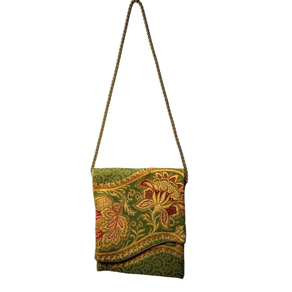 Handmade Tapestry Bag Floral Pattern Handbag Purse Sustainable Fashion Gift - Picture 2 of 7